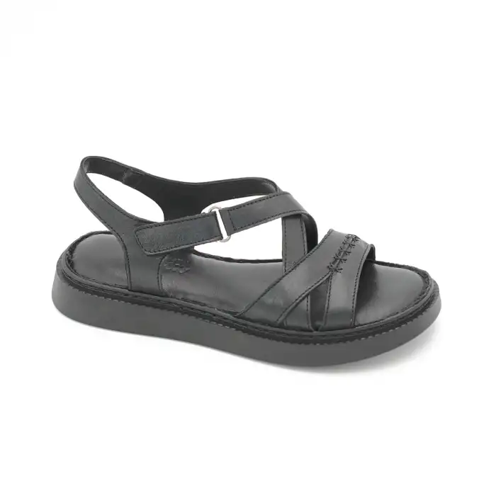 856 ASY Hakiki Deri Bayan Sandalet Siyah