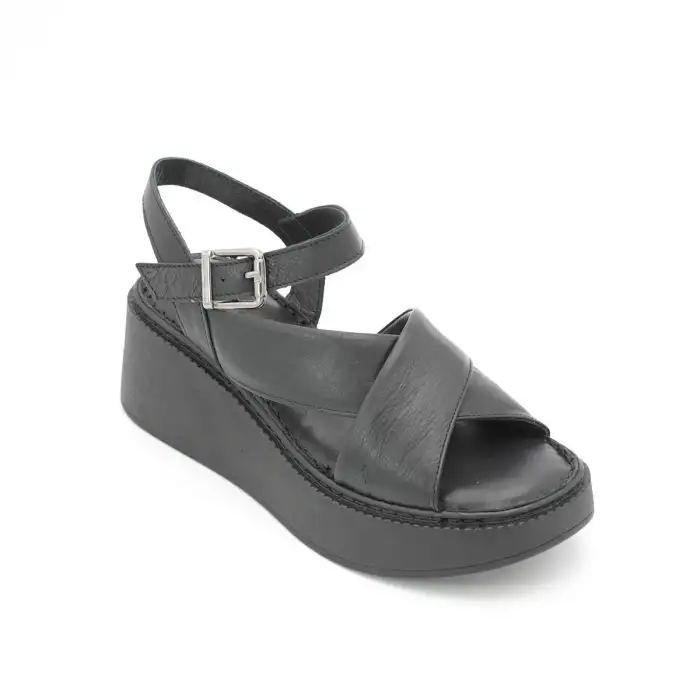 860 ASY Hakiki Deri Bayan Sandalet Siyah