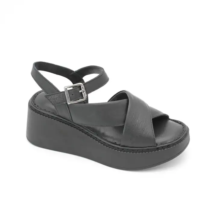 860 ASY Hakiki Deri Bayan Sandalet Siyah