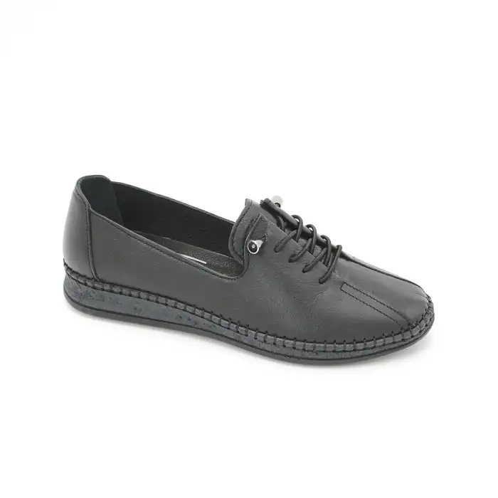 8786 Pepita Hakiki Deri Bayan Ayakkabı Siyah