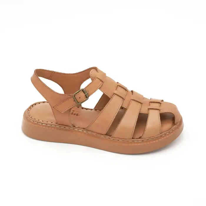 880 ASY Hakiki Deri Bayan Sandalet Taba