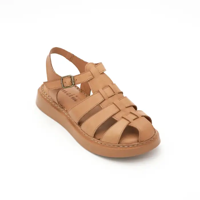 880 ASY Hakiki Deri Bayan Sandalet Taba