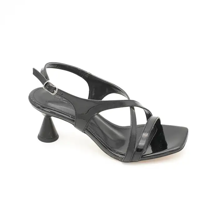 900 BNO Abiye Bayan Ayakkabı 7 cm Siyah Rugan