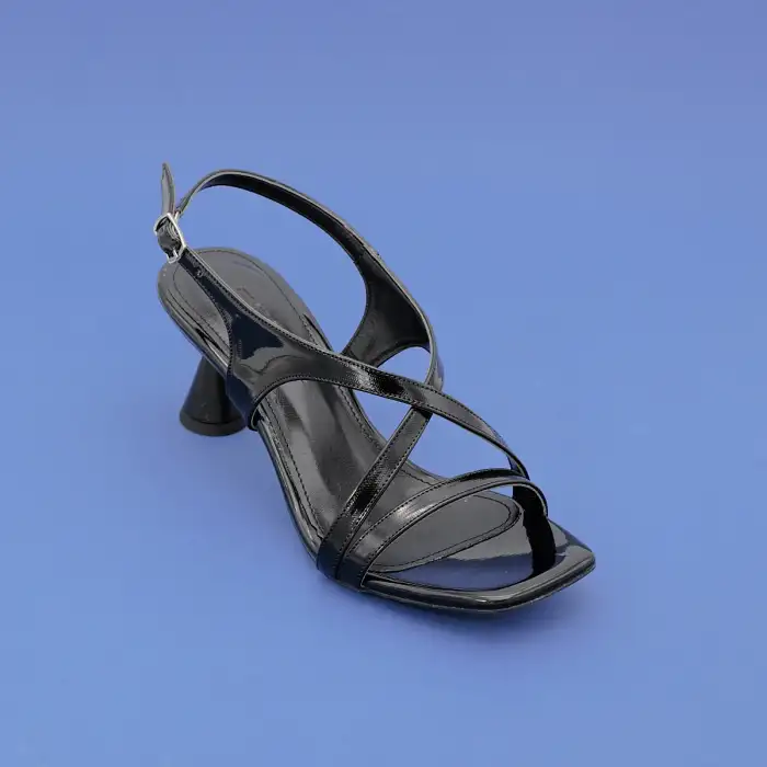 900 BNO Abiye Bayan Ayakkabı 7 cm Siyah Rugan