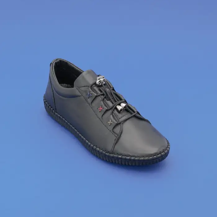 9035 Pepita Hakiki Deri Bayan Ayakkabı Siyah