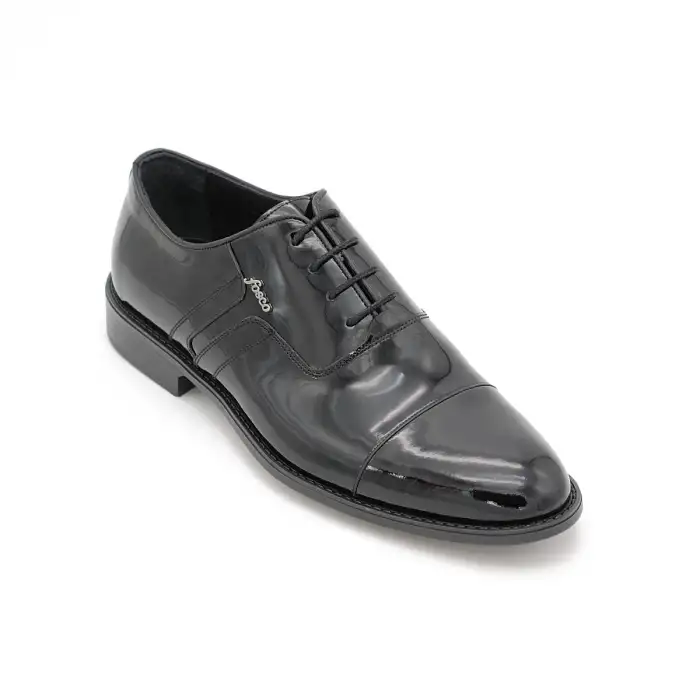 9920 Fosco Hakiki Deri Erkek Ayakkabı Siyah Rugan