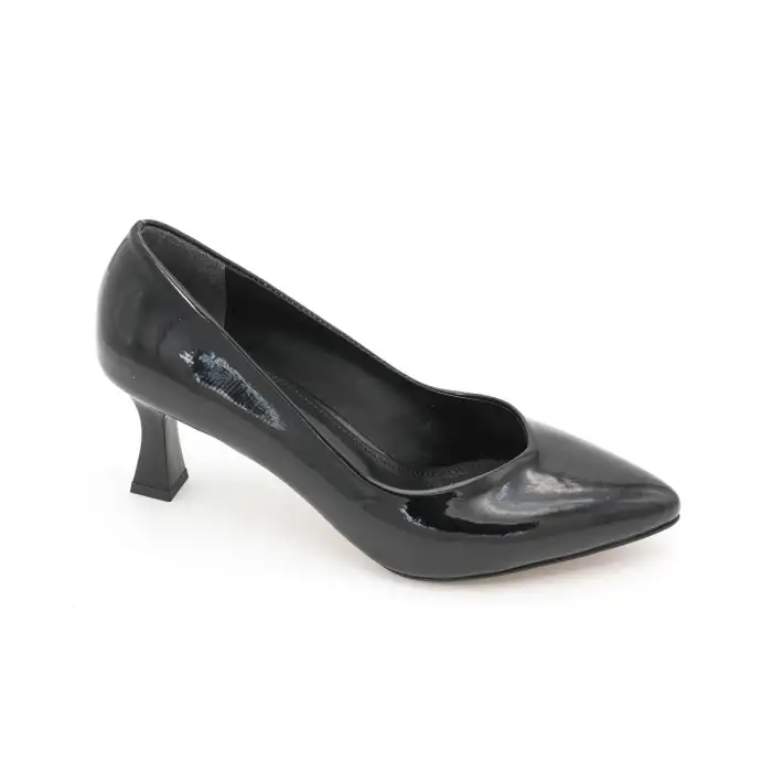 EST 98 Klasik Bayan Ayakkabı Stiletto 6 cm Siyah Rugan