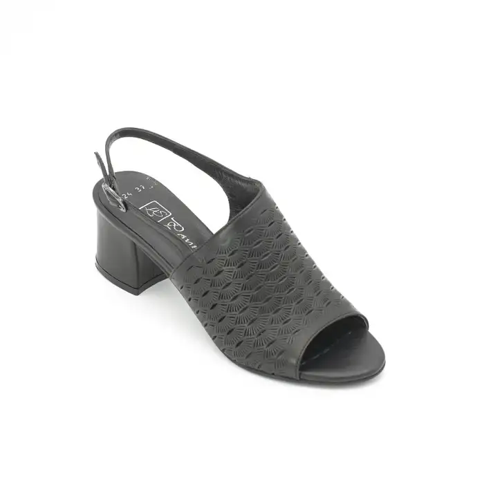 PYZ 924 Hakiki Deri Klasik Bayan Ayakkabı 6 cm Siyah