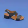 1001 YVZ Hakiki Deri Bayan Sandalet Siyah