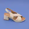 12003 PKR Hakiki Deri Bayan Sandalet Bej