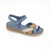 309 EKN Hakiki Deri Bayan Sandalet Mavi