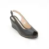 32002 PKR Hakiki Deri Bayan Sandalet Siyah