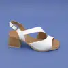 458 BLL Hakiki Deri Bayan Sandalet Beyaz
