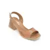 4603 BLL Hakiki Deri Bayan Sandalet Taba