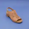 6026 IZZ Hakiki Deri Bayan Sandalet Taba