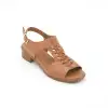 6026 IZZ Hakiki Deri Bayan Sandalet Taba
