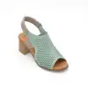 647 IZZ Hakiki Deri Bayan Sandalet Yeşil
