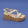 839 ASY Hakiki Deri Bayan Sandalet Bej