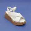 860 ASY Hakiki Deri Bayan Sandalet Ekru