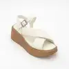 860 ASY Hakiki Deri Bayan Sandalet Ekru