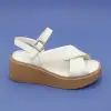 860 ASY Hakiki Deri Bayan Sandalet Ekru