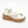 860 ASY Hakiki Deri Bayan Sandalet Ekru
