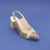 PYZ 738 Hakiki Deri Klasik Bayan Ayakkabı 7 cm Bej