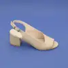 PYZ 878 Hakiki Deri Klasik Bayan Ayakkabı 6 cm Bej