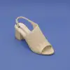 PYZ 924 Hakiki Deri Klasik Bayan Ayakkabı 6 cm Bej