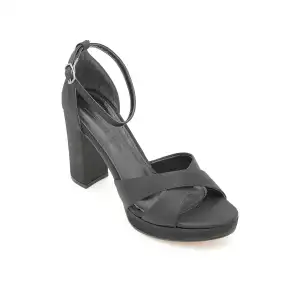 014 BNO Abiye Bayan Ayakkabı 9 cm Siyah Saten