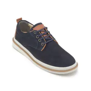 0213 FTF Hakiki Deri Erkek Ayakkabı Lacivert Nubuk