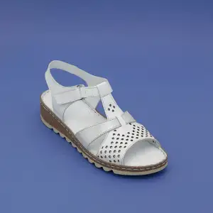 025 EKN Hakiki Deri Bayan Sandalet Beyaz