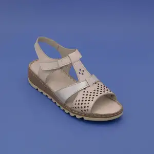 025 EKN Hakiki Deri Bayan Sandalet Taş