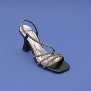 091 ULS Abiye Bayan Ayakkabı 9 cm Siyah Taşlı