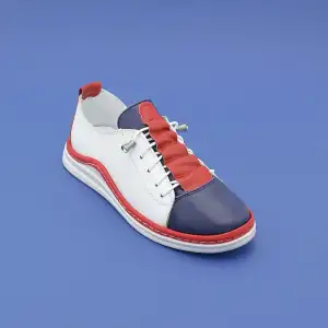 117-2 JFL Hakiki Deri Bayan Ayakkabı Beyaz Garni