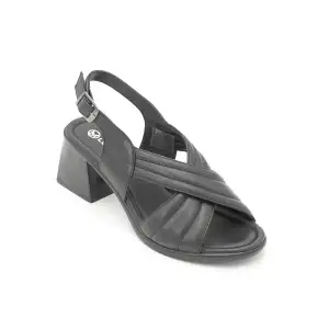 12003 PKR Hakiki Deri Bayan Sandalet Siyah