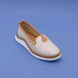 126-2 JFL Hakiki Deri Bayan Ayakkabı Taş