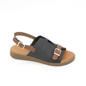 1317 IZZ Hakiki Deri Bayan Sandalet Siyah