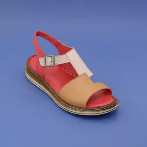 171 EKN Hakiki Deri Bayan Sandalet Taba-Bej