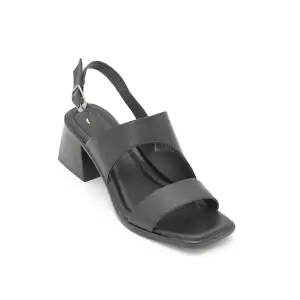 19004 PKR Hakiki Deri Bayan Sandalet Siyah