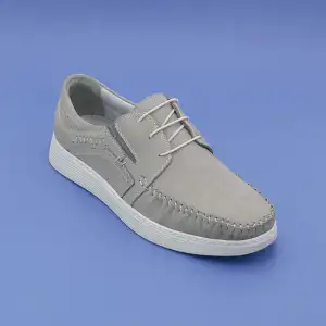 2066 BRO Erkek Hakiki Deri Ayakkabı Gri Nubuk