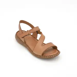 216 EKN Hakiki Deri Bayan Sandalet Taba