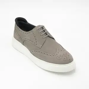 229 FTF Hakiki Deri Erkek Ayakkabı Gri Nubuk