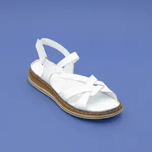 245 EKN Hakiki Deri Bayan Sandalet Beyaz