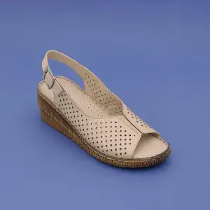 250 EKN Hakiki Deri Bayan Sandalet Bej