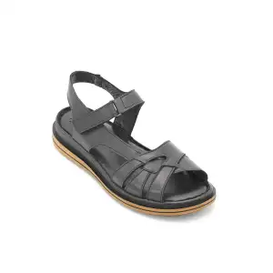280 EKN Hakiki Deri Bayan Sandalet Siyah