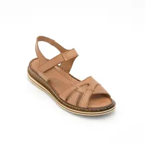 280 EKN Hakiki Deri Bayan Sandalet Taba