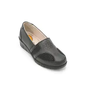 302 PTK Hakiki Deri Bayan Ayakkabı Siyah