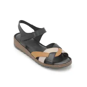 309 EKN Hakiki Deri Bayan Sandalet Siyah