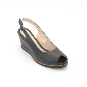 32002 PKR Hakiki Deri Bayan Sandalet Siyah